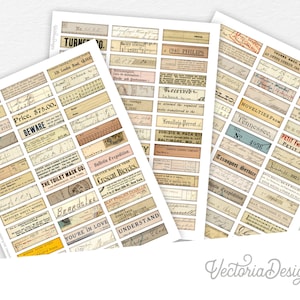 Mini Ephemera Labels Pack, Printable Labels Ephemera, Mini Stencils, Junk Journal Labels, Scrapbook Labels, Clip Art Labels, PDF - 002290