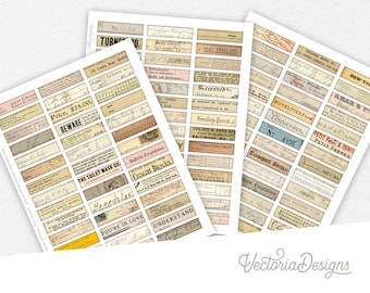 Mini Ephemera Labels Pack, Afdrukbare Ephemera Ephemera, Ministencils, Junk Journal Labels, Scrapbooklabels, Clip Art Labels, PDF - 002290