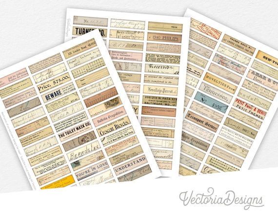Mini Ephemera Labels Pack, Printable Labels Ephemera, Mini Stencils, Junk Journal Labels, Scrapbook Labels, Clip Art Labels, PDF - 002290