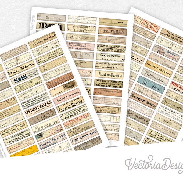Mini Ephemera Labels Pack, Printable Labels Ephemera, Mini Stencils, Junk Journal Labels, Scrapbook Labels, Clip Art Labels, PDF - 002290