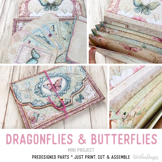 Dragonflies Butterflies Mini Accordion Folder Craft Kit (Printable) - 003007
