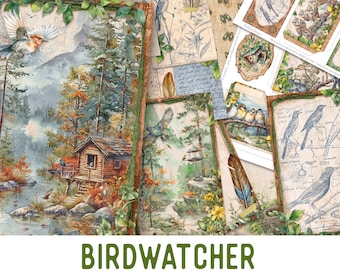 Printable Birdwatcher Junk Journal Kit - Printable Pages for Crafting - 003592