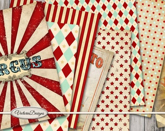 Vintage Circus Paper Pack, Circus Digital Paper, Circus Background Paper, Circus Printable Pack, Circus Decoration Paper, Circus  001543