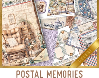 Postal Memories Junk Journal Kit DELUXE, Memories Crafting Printables Post Embellishments Printable Vintage Mail Paper Junk Journal 003597