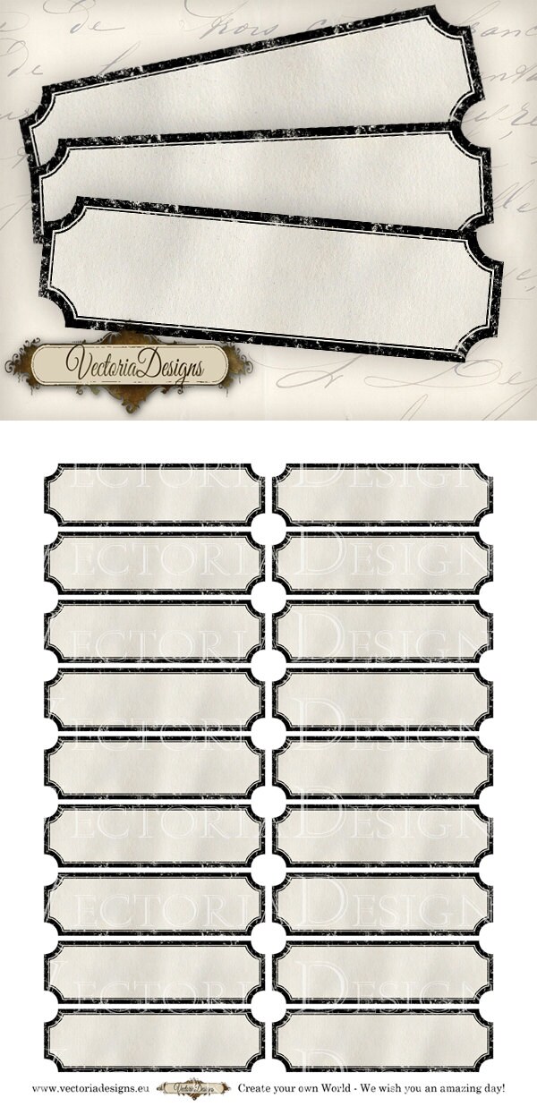 Retro Blank Labels printable add text paper crafting organizing digital download digital sheet ...
