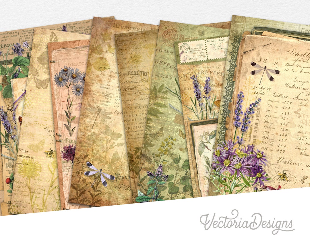Floral Ephemera Paper Pack, Printable Paper Pack, Cottagecore Sheets ...