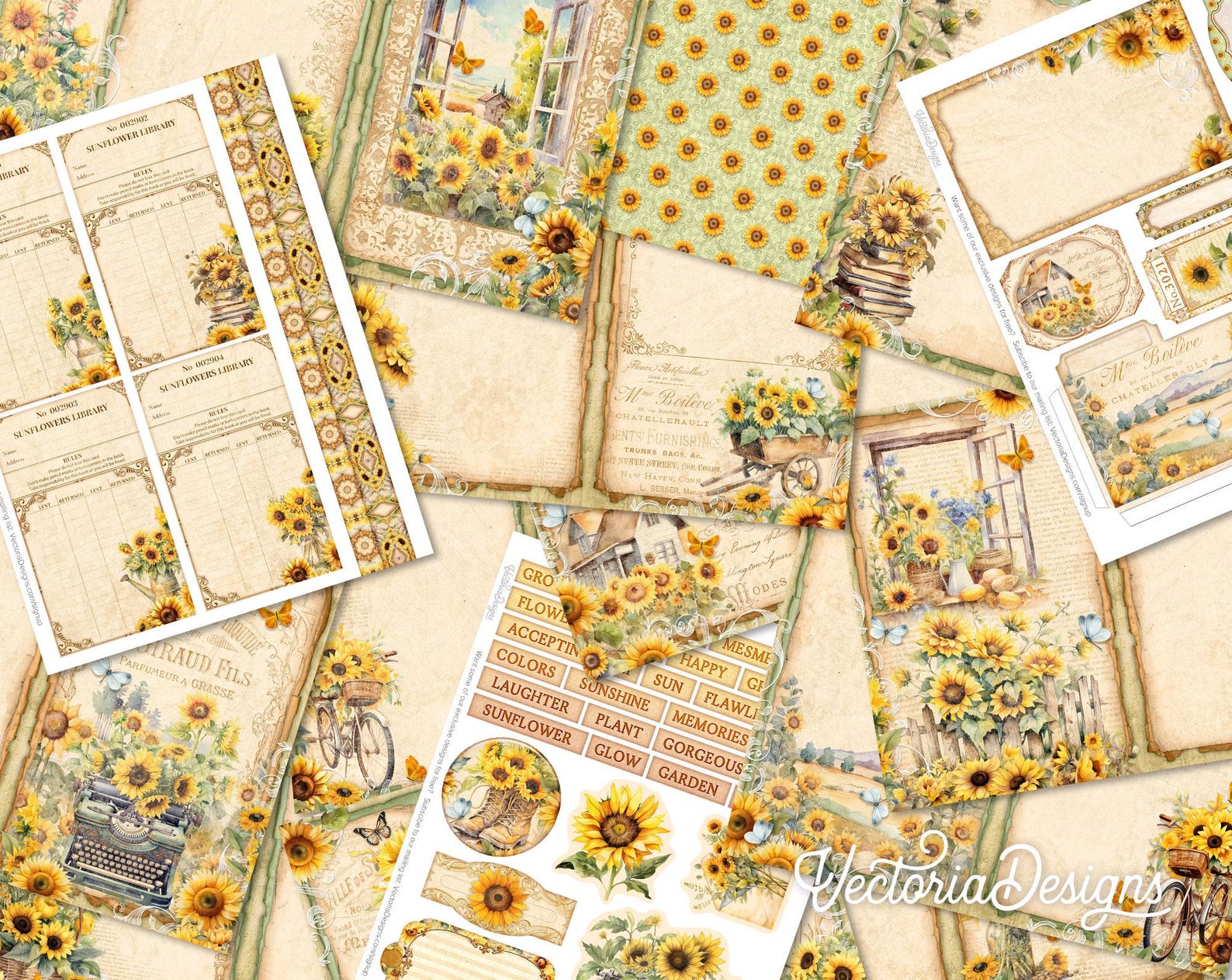 Sunflowers Junk Journal Kit, Sunflowers Printable Junk Journal Kit ...