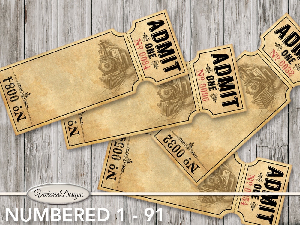 Vintage Train Tickets Printable Train Tickets Wedding Train Tickets 