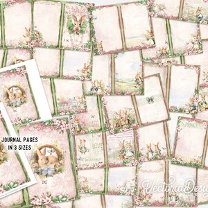 Spring Bunnies Junk Journal Kit DELUXE, Bunny Crafting Printables Kit Bunny Embellishments Printable Paper Bunny Craft Kit Bunny 003331 image 3