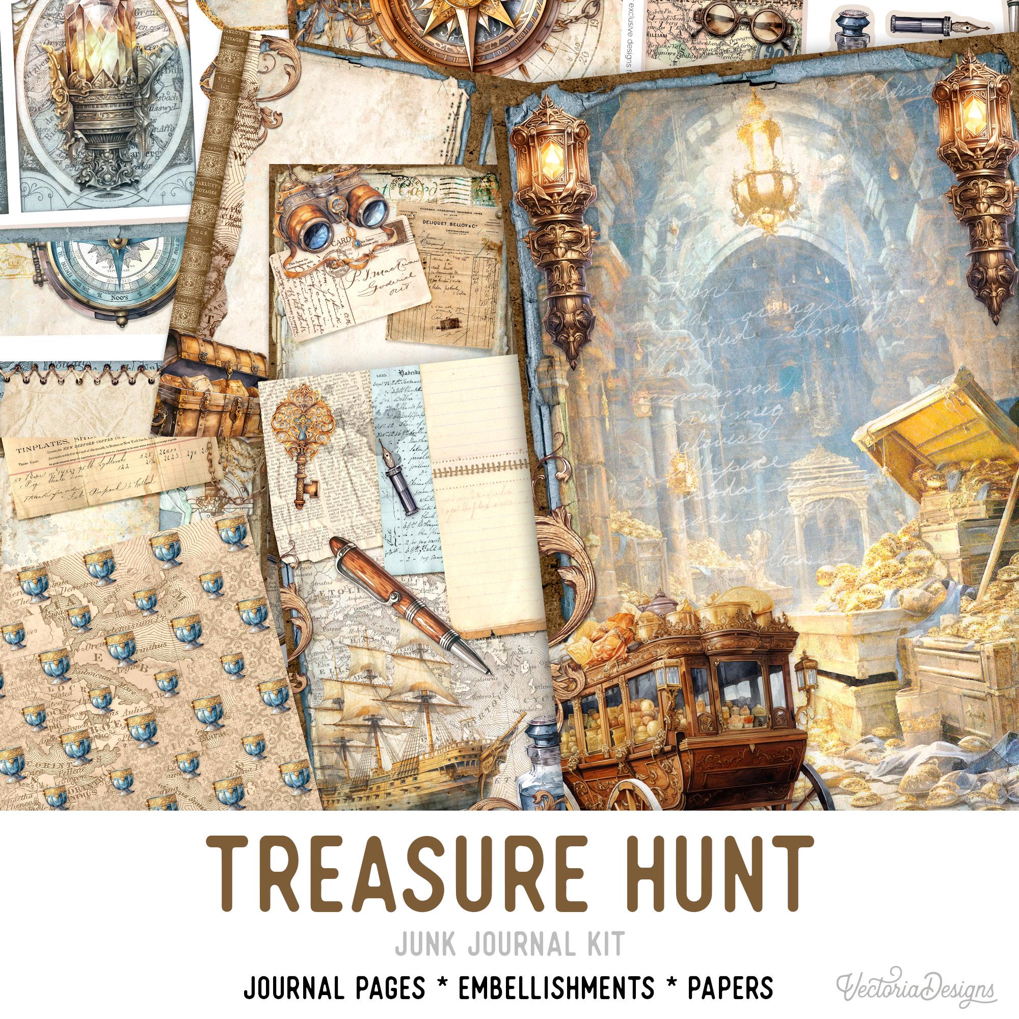 Treasure Hunt Junk Journal Kit - Printable Pages for Crafting - 003405 ...
