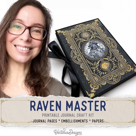 Raven Master Junk Journal Kit (Standard) - Printable Pages, Papers and Embellishments for Crafting - 003700