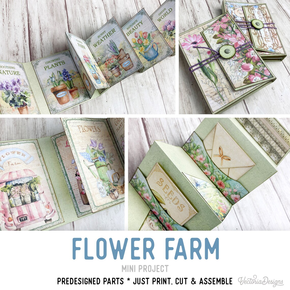 Flower Farm Tiny Mini Booklet Mini Project Booklet Craft Kit Folio Kit ...