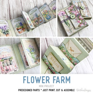 Flower Farm Tiny Mini Booklet Mini Project Booklet Craft Kit Folio Kit Junk Journal Printable Craft kits Printable Gift craft PDF JPG 003178