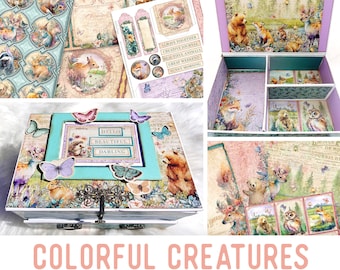 Cute Animals Junk Journal Kit Colorful Creatures Crafting Printables Kit Animals Embellishments Printable Paper Craft Kits Tutorial 002919