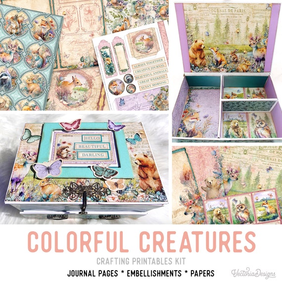 Animals Junk Journal Kit: Printable Colorful Creatures (Standard) - 002919