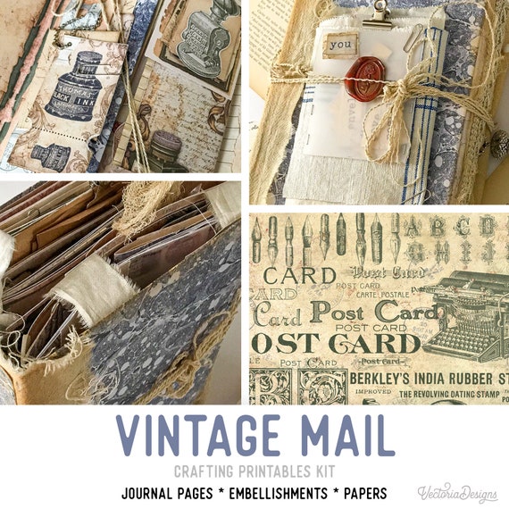 Vintage Mail Junk Journal Kit (Standard) - Printable Pages, Papers and Embellishments for Crafting - 002381