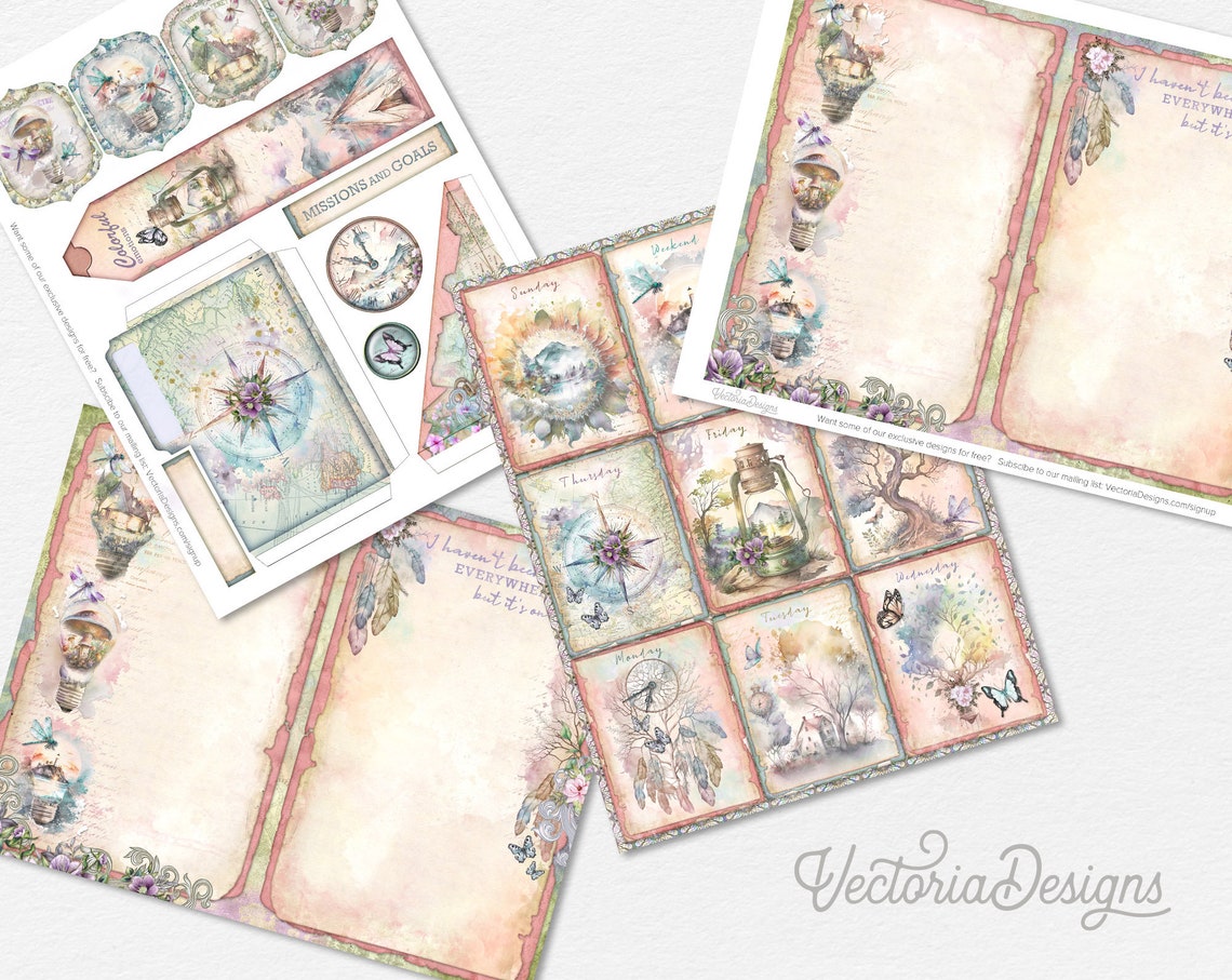 Goals Junk Journal Kit ADD-ON, Printable Craft Kit With Journal Pages ...