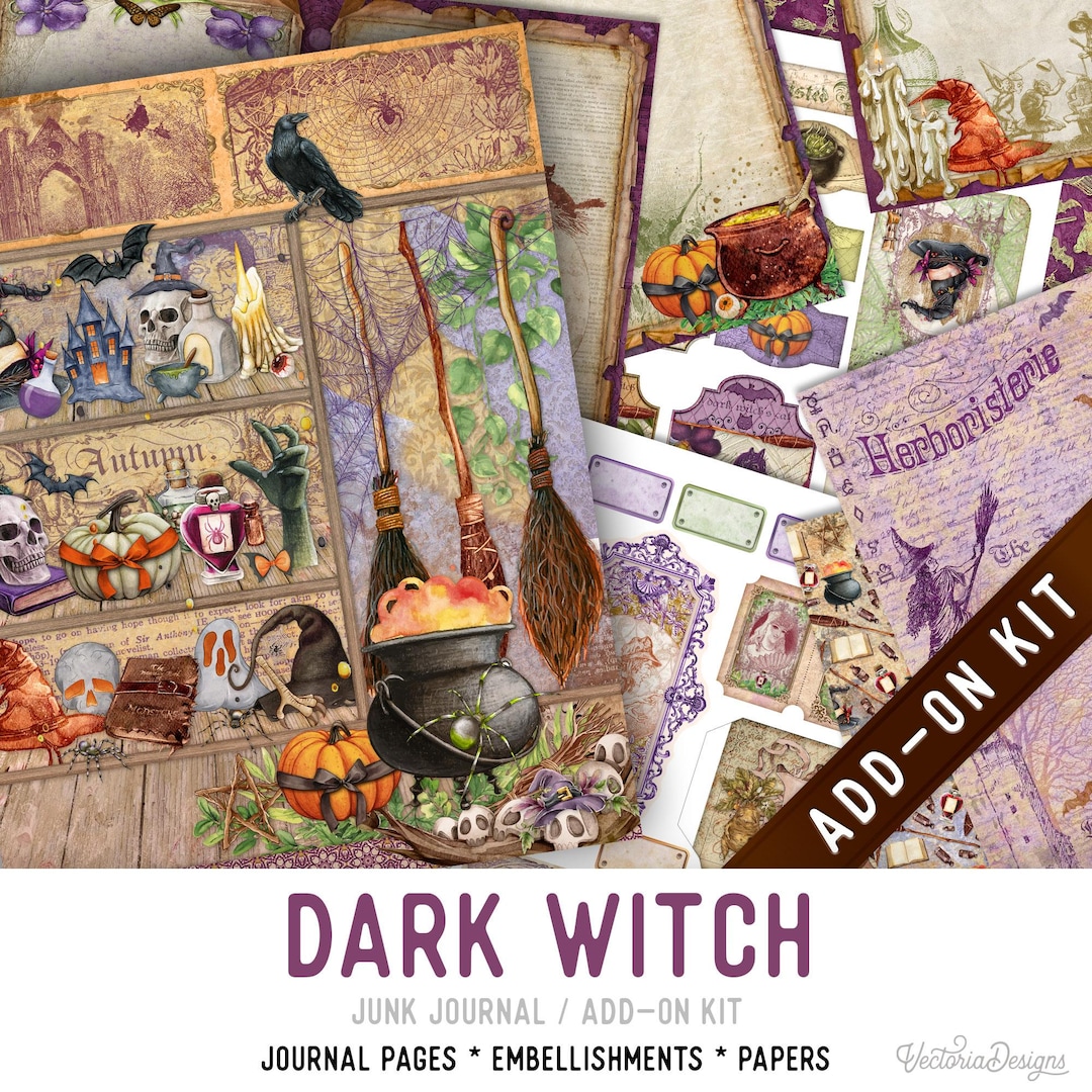 Dark Witch Junk Journal Kit ADD-ON, Printable Craft Kit With Journal ...