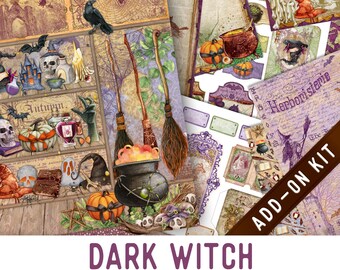Dark Witch Junk Journal Kit ADD-ON, Halloween Printable Halloween Junk Journal Pages Journal Kit Craft kits Vintage Junk Journal 003499