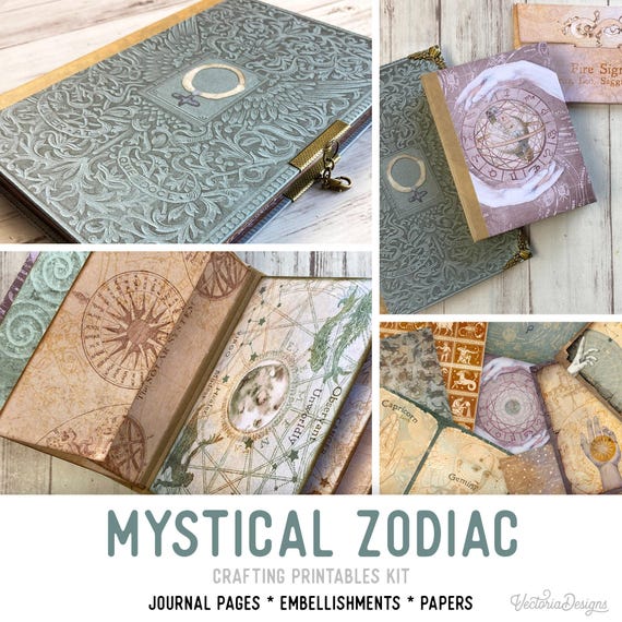 Mystical Zodiac Crafting Printables Kit - Printable Pages, Papers and Embellishments for Crafting - 002250
