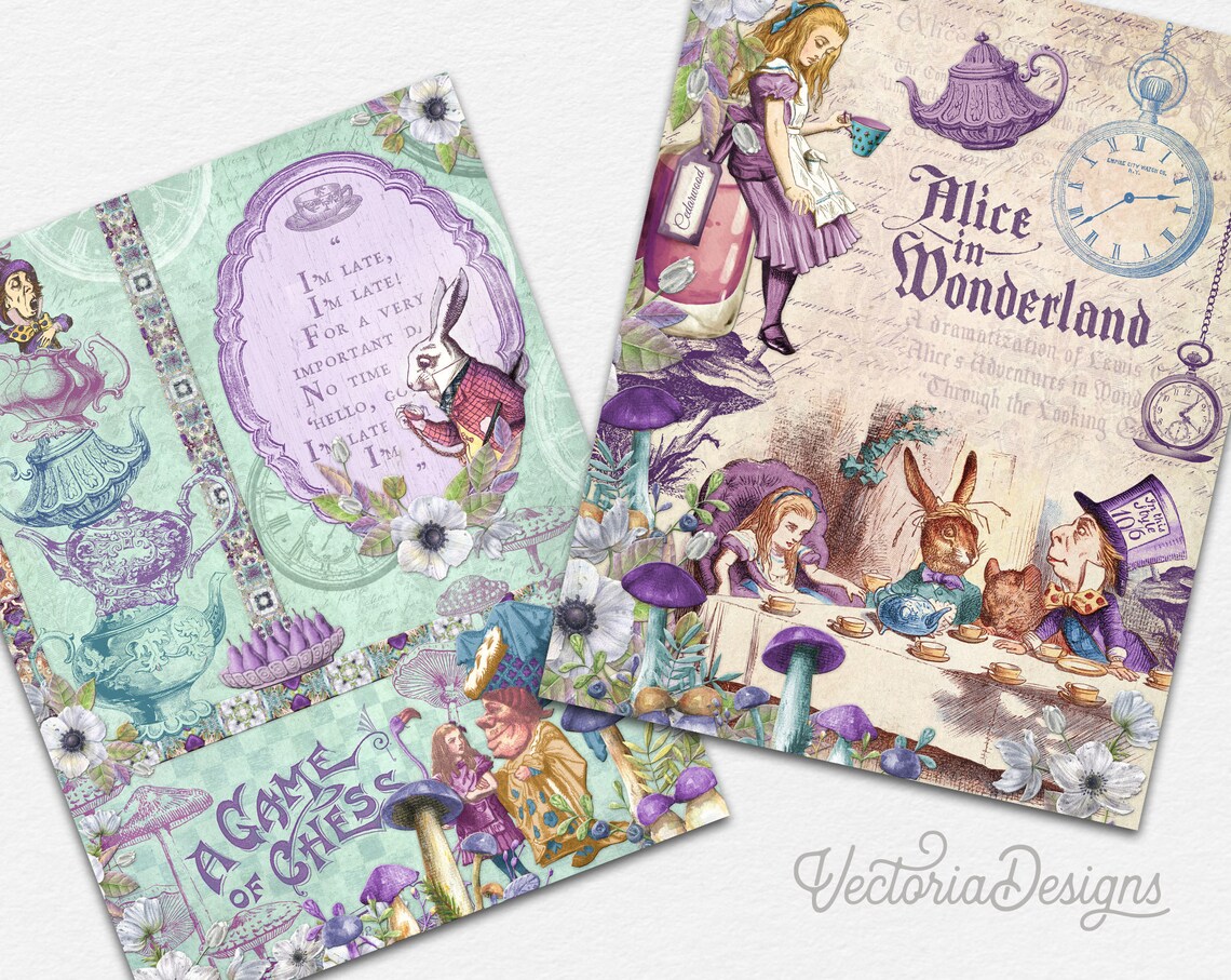 Wonderland Tea Party Paper Pack, Alice in Wonderland, Printable Alice ...