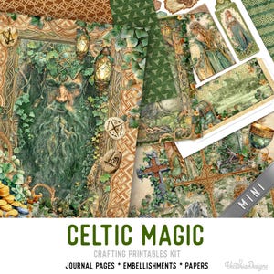 Celtic Magic Junk Journal Kit MINI, Celtic Crafting Printables Celtic Embellishments Printable Celtic Paper Celtic Junk Journal 003687