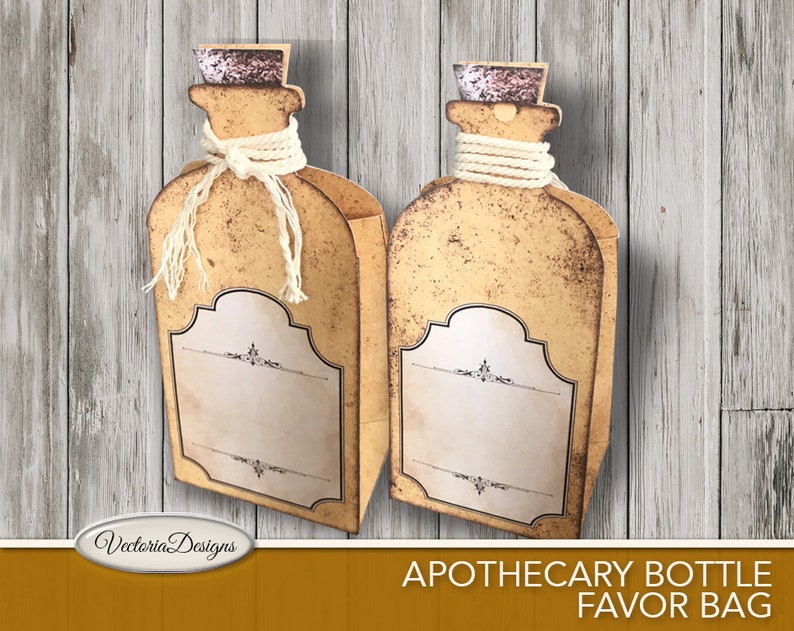 Apothecary Bottle Favor Bag, Halloween Bag, Halloween Decor, Halloween Apothecary, Printable Bag Favor, Crafting Decor, Halloween 001764 image 1