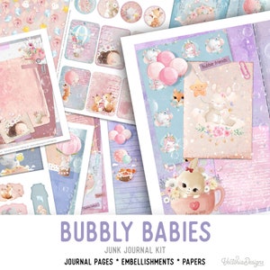 Bubbly Babies Ephemera, Printable Junk Journal Kit, Digital Paper Crafting Kit, Scrapbooking Printable, Crafting Supplies, DIY Paper 002192