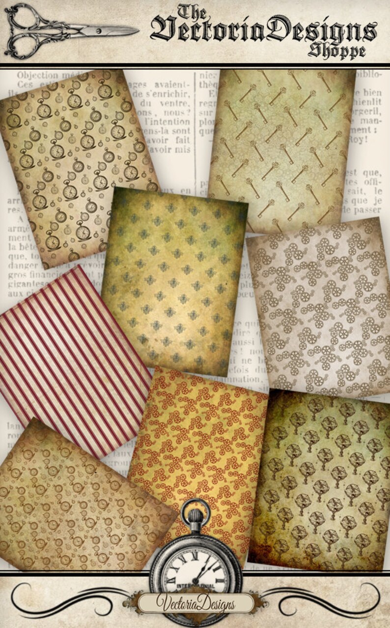 Steampunk Paper Pack Printable Paper Crafting Crafts Digital - Etsy