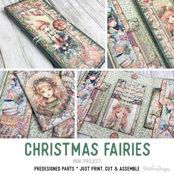Christmas Fairies Mini Booklet Craft Kit: Waterfall Folio Printable - 003164