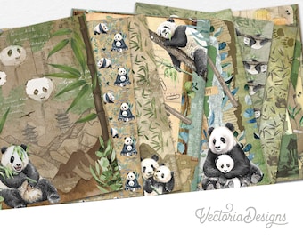 Peaceful Pandas Paper Pack, Digital Paper Pack, Japanese Paper Pack, Panda Gift, Decorative Paper Pack, Scrapbook Paper Pack, Panda 002176