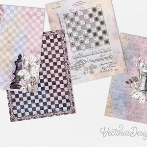 Queen's Chess Junk Journal Kit, Junk Journal Supplies, Junk Journal Printable, Junk Journal Ephemera, DIY Kit 002162 image 6