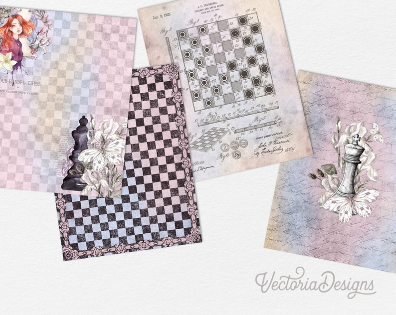 Queen's Chess Junk Journal Kit, Junk Journal Supplies, Junk Journal Printable, Junk Journal Ephemera, DIY Kit 002162 image 6