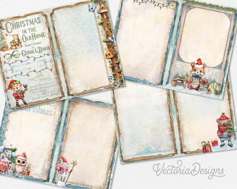 Christmas Forest Cuties Junk Journal Kit ADD-ON, Printable Junk Journal Pages Printable Junk Journal Kit Craft kits Junk Journal 003277 image 2