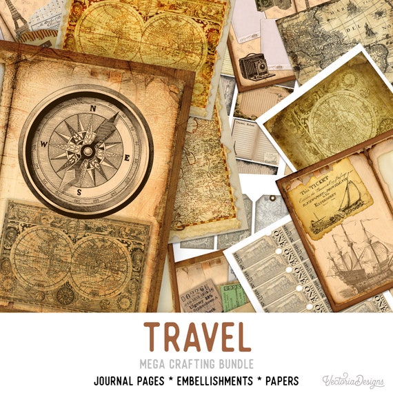 Vintage Travel Journal Craft Printables (Pages, Papers and Embellishments) - 001959