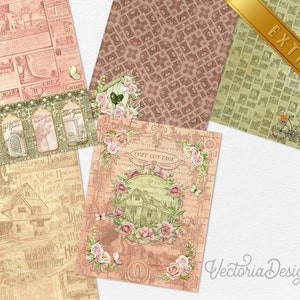 Journal cottage confortable, imprimables de planificateur vintage, kit de journal indésirable, journal éphémère, journal de scrapbooking, journal Cottagecore 002237 image 8