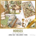Horses Junk Journal Kit DELUXE, Horses Journal Crafting Printables Kit Horses Embellishments Printable Horses Paper Craft Tutorial 003731