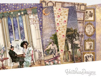 Romance Under The Stars Paper Pack, Celestial, Digital Paper, Printable Paper Pack, Love Paper, Crafting, Scrapbook Paper - 002600