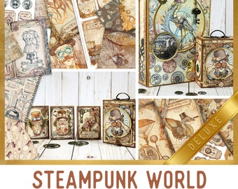 Steampunk World Crafting Printables Kit DELUXE, Steampunk Embellishments, Steampunk Journal Kit, Craft Kits, Printable Journal - 002622