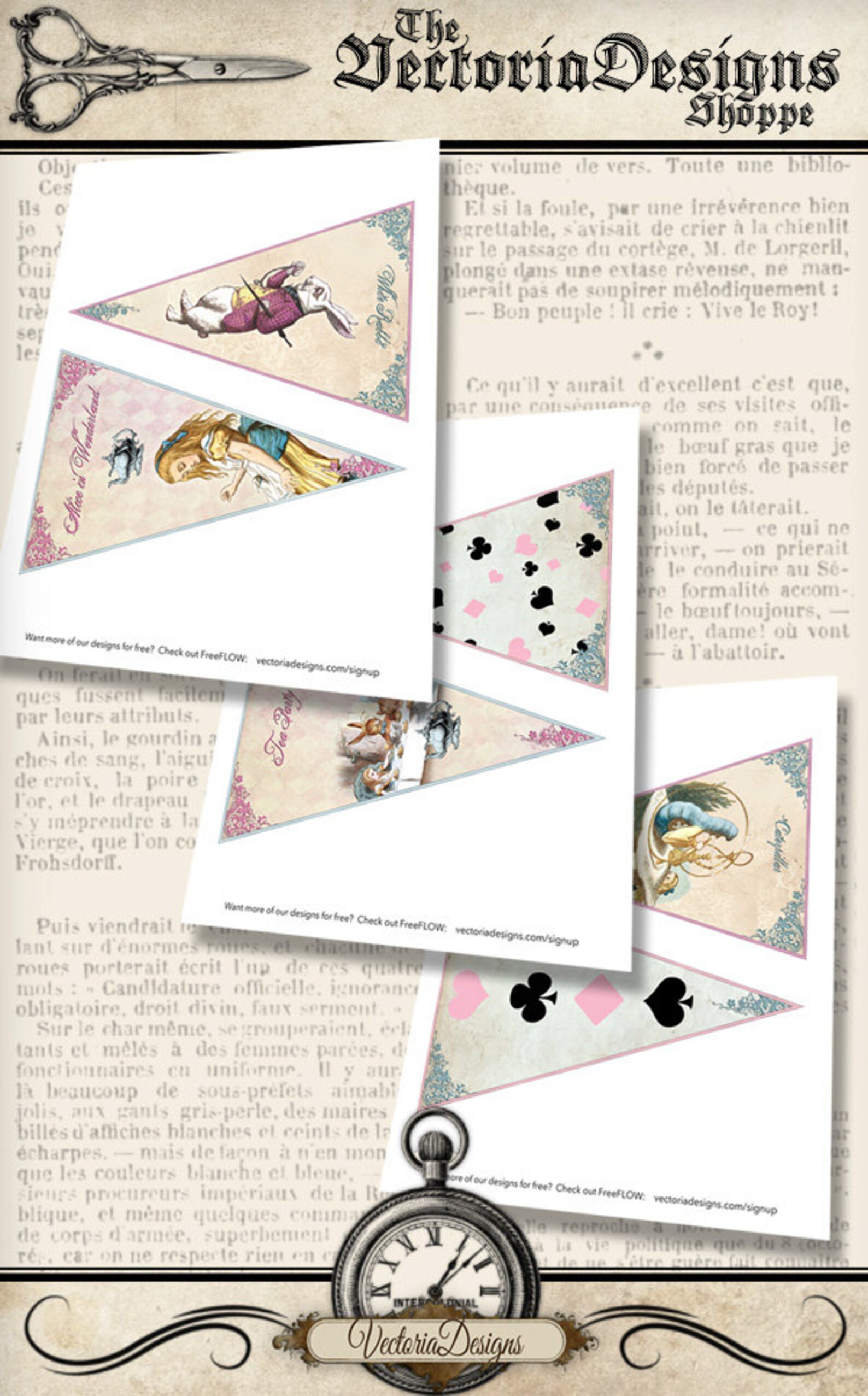 Printable Alice in Wonderland Banner Bunting Color Party - Etsy