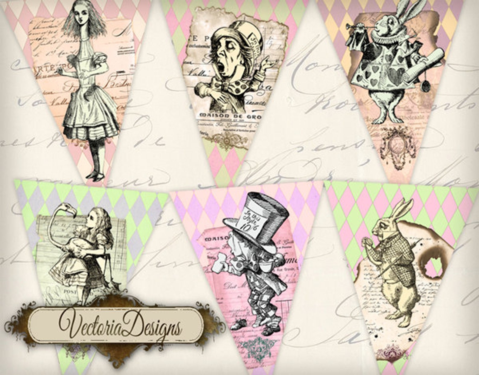 Alice in Wonderland Banner printable party banner printable | Etsy
