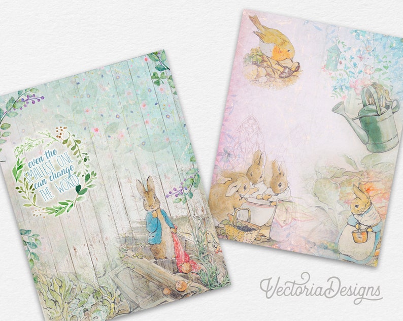 Peter Rabbit Paper Pack, Beatrix Potter, Digital Paper, Printable Paper Scrapbooking, Digital Wrapping Paper, Junk Journal Printable 001806 image 5