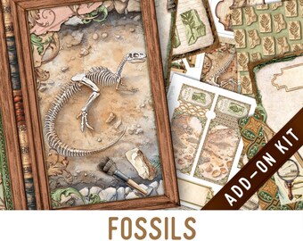 Fossils Junk Journal Kit ADD-ON, Printable Junk Journal Pages Journal Kit Craft kits Vintage Junk Journal 003763