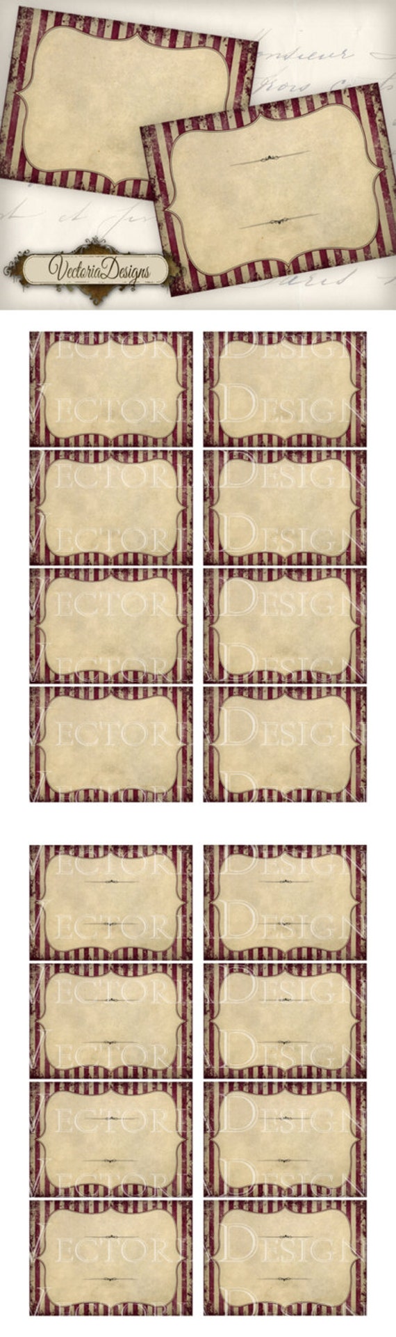 Red Striped Labels printable / add your own text VD0579 | Etsy