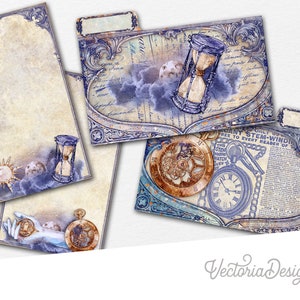 Astrological Clocks Mini File Folders Kit, Printable File Folders, Zodiac File Folders, Organizing, Cards, Digital, Embellishments 002665