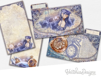 Astrological Clocks Mini File Folders Kit, Printable File Folders, Zodiac File Folders, Organizing, Cards, Digital, Embellishments 002665