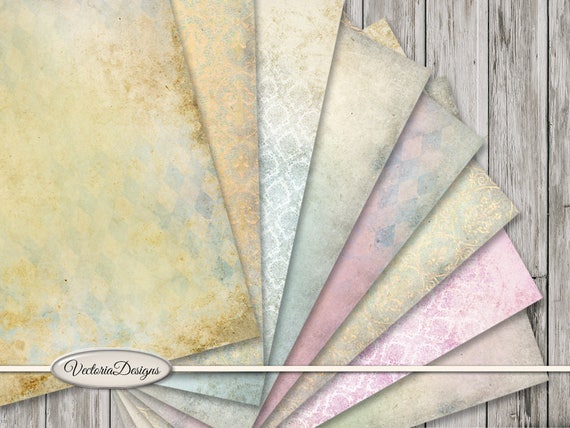 Grunge Pastel Digital Paper Pack, Scrapbook Background (PDF & JPG) - 001641