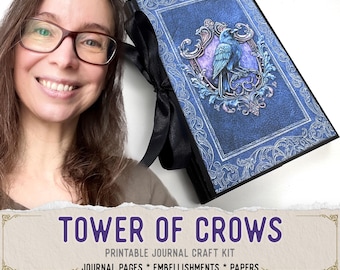 Tower of Crows Junk Journal Kit (Standard) - Halloween Printable Journal Pages, Embellishments & Papers - 003973