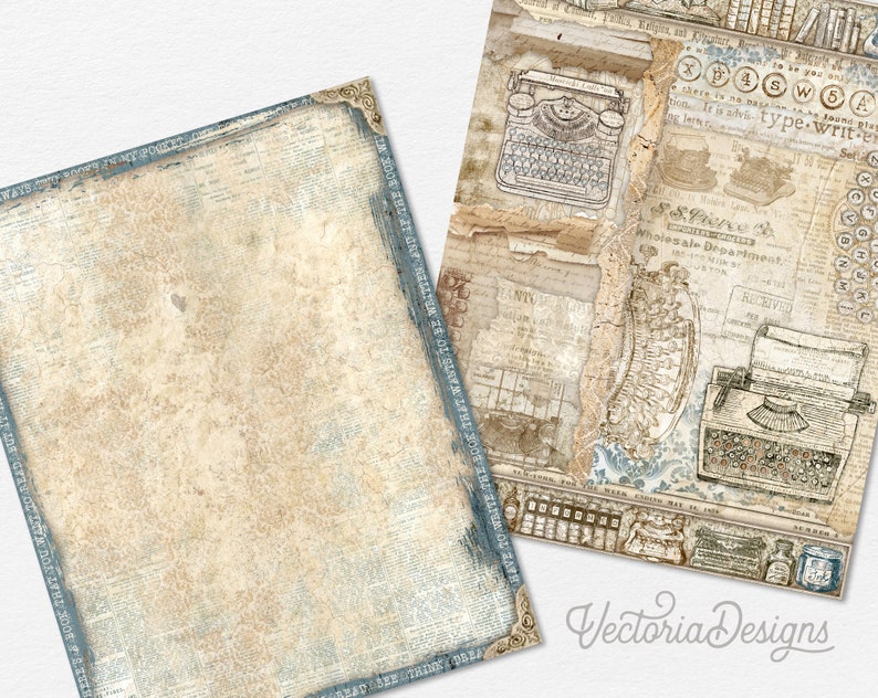 Typewriter Junk Journal Kit, Printable Junk Journal Kit Typewriter Embellishments Typewriter Junk Journal Papers Craft kit Typewriter 002392 image 8