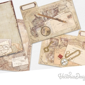 Postcards File Folders Kit, Printable File Folders, Mini File Folders, Organizing, Card Index, Junk Journal Embellishments, Crafting 0025287
